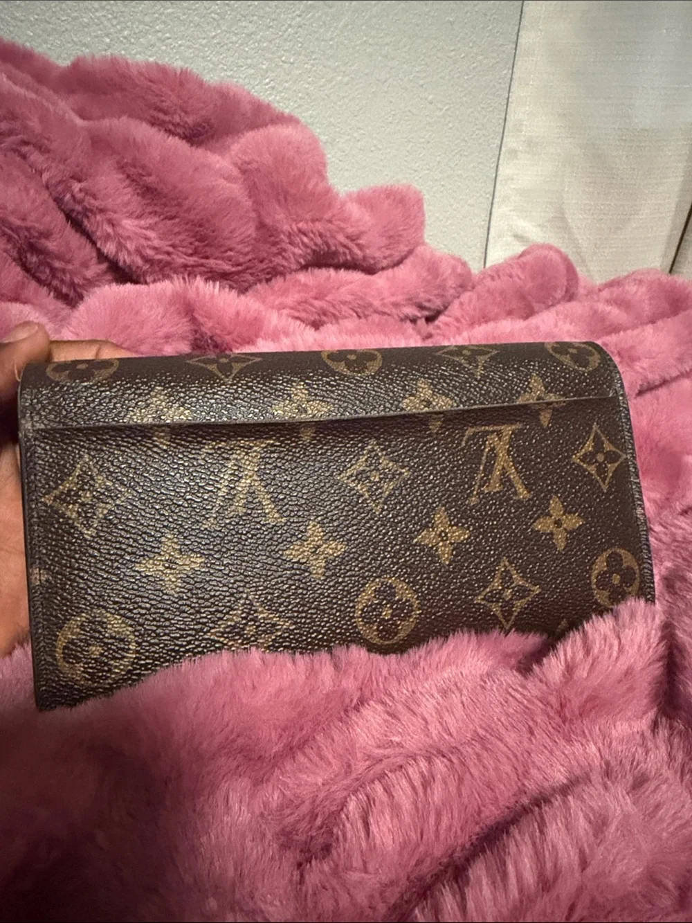 Louis Vuitton Brown Monogram Canvas Wallet with Gold Accents